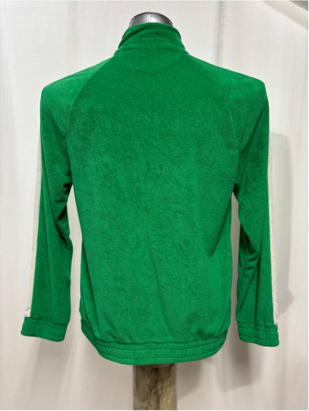Men's H&M Green Relaxed Fit Terry Track Jacket White Sleeve Stripe Small - 760 - Picture 3 of 7